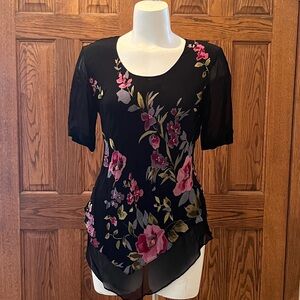 Lola P. vintage asymmetrical boho blouse M